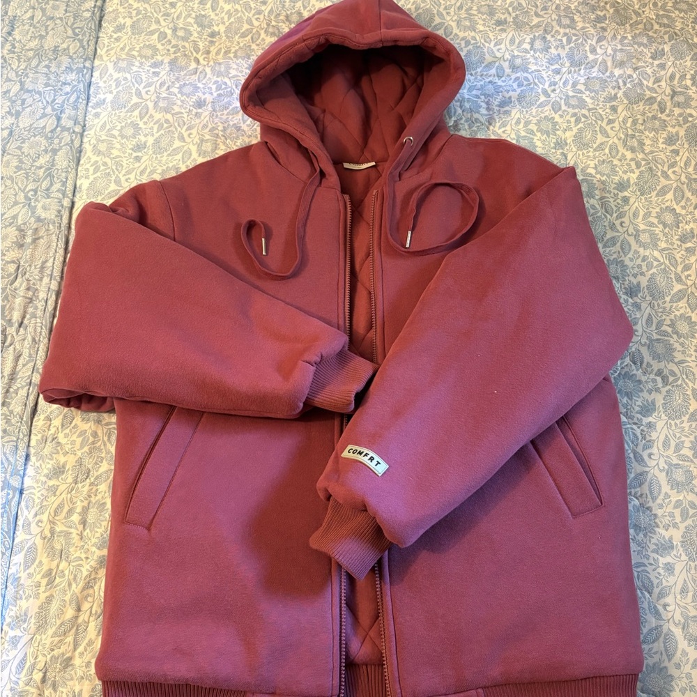 Unisex Maroon Zip-Up Hoodie (weighted)